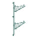 A green metal Regency wall-mount shelf post with two shelves.