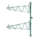 A green metal Regency wall-mount shelf post with single brackets on the ends.