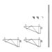 A drawing of a Regency stainless steel wall-mount shelf post with single brackets for 12" deep shelves.