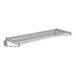 A chrome Regency wall-mount metal wire shelf.