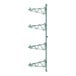 A green metal wall-mounted Regency shelf post with four brackets.