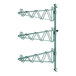 A green metal Regency wall-mount shelf post with double brackets.