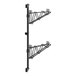 A pair of black metal brackets.