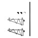 A black Regency wall-mount shelf post with double brackets on a white background.