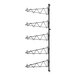 A black metal Regency wall-mount shelf post with single brackets and black metal rods.