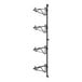 A black metal wall-mount shelf post with four levels.