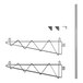 A Regency stainless steel wall-mount middle shelf post with double brackets.