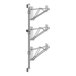 A chrome Regency wall-mount shelf post with three hooks.