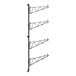 A black metal Regency wall-mount shelf post with four metal rods.