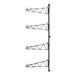 A black Regency wall-mount wire shelf post with four black metal rods.