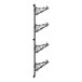 A black metal Regency wall-mount shelf post with four metal rods.