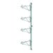 A green metal Regency wall-mount shelf post with single brackets and four levels.