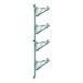 A green metal Regency wall-mount shelf post with four metal bars.