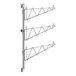 A Regency stainless steel wall-mount shelf post with three metal rods.