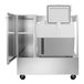 A white rectangular Summit medical refrigerator / freezer with a door open.