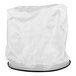 A white fabric cylinder with a black rim.