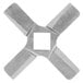 A metal Hobart #22 Stay Sharp knife with four blades and a square hole in the middle.