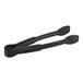 A pair of black polycarbonate flat grip tongs with a curved end.