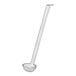 A clear polycarbonate ladle with a long handle.