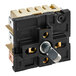 A black and white Robertshaw electrical switch with a metal knob.