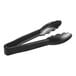 A pair of black Choice polycarbonate tongs with scalloped edges and long handles.