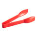 Red polycarbonate salad tongs with a pair of tongs with red handles.