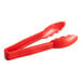 Red polycarbonate tongs with scalloped edges and long handles.