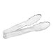 Two clear polycarbonate tongs with scalloped handles.