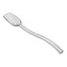 A clear plastic Choice salad bar spoon with a long handle and perforations.