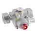 A grey Robertshaw gas safety valve with a red button.
