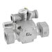 A silver metal Robertshaw gas safety valve with round metal screw ends.