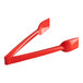 Red polycarbonate salad tongs with handles.