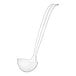 A clear plastic ladle with a long handle.