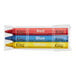 A group of 3 hexagonal Choice kids' restaurant crayons in cello wrap with red, blue, and yellow text.