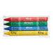 A package of hexagonal Choice kids' restaurant crayons in cello wrap with red, green, blue, and yellow crayons.