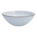 A white bowl with a brown rim on a white background.