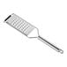 A Microplane stainless steel grater with a handle.
