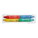 A group of Choice double-sided kids' restaurant crayons in clear plastic bags with one red and one blue crayon in each.