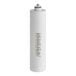 A white cylinder with yellow and black text, including the product name.