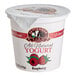 A white September Farm raspberry yogurt cup with a lid.