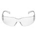 3M clear safety glasses with white rims.