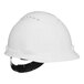 A 3M white hard hat with a black strap.