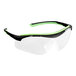 3M safety glasses with a black and green frame and clear lenses.