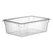 A clear polycarbonate food storage container with clear lid.