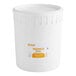 A white bucket with a white lid labeled "Makai Mango Sorbet"