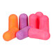 A group of colorful 3M disposable foam earplugs.