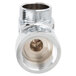 A stainless steel T&S faucet elbow with a metal cap on one end.