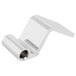 A chrome metal bracket for a T&S double pedal valve with a silver metal piece with a hole.