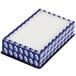 A blue and white rectangular box with a white and blue air filter inside.