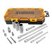 A DeWalt tool box with a set of tools.